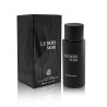 Fragrance World Le Bois Noir EDP 100 ml — toode stiliseeritud keskkonnas; lähivaade; valgel taustal