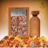 Fragrance World Amber D'OR EDP 100 ml — product en verpakking; zeer nabije close-up; op een gekleurde achtergrond