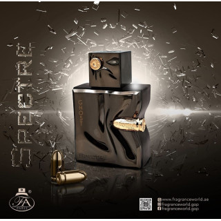 Fragrance World Paris Spectre Ghost EDP 100 ml — Produktansicht; sehr nahe Detailaufnahme; auf dunklem Hintergrund