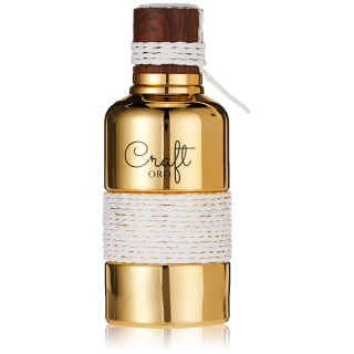 Lattafa Perfume Vurv Craft Oro EDP 100 ml — produktvisning; nærbilde; på hvit bakgrunn