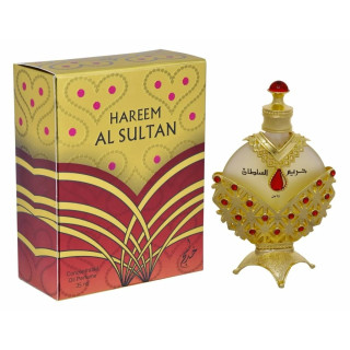 Khadlaj Hareem Al Sultan Gold 35 ml — produktas ir pakuotė; artimas vaizdas; baltame fone