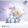 Fragrance World Icy Roses EDP 100 ml — toode stiliseeritud keskkonnas; väga lähivõte; heledal taustal