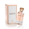 Fragrance World Roses De Mai Jacques Yves EDP 100 ml — produktas ir pakuotė; visa kompozicija; baltame fone