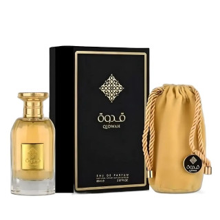 Lattafa Perfume Qidwah EDP 85 ml — изображение товара; крупный план; на белом фоне; самый близкий кадр