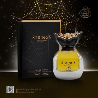 Fragrance World Strings Pour Femme EDP 80 ml — product view; tight close-up; on a dark background