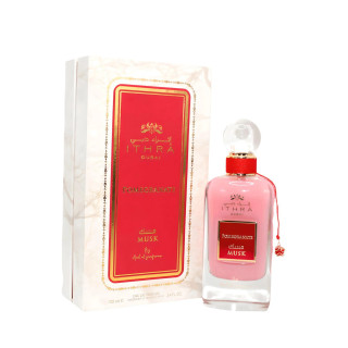 Lattafa Perfume Pomegranate Musk EDP 100 ml — toote vaade; täiskompositsioon; valgel taustal