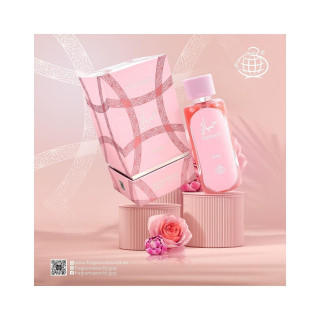 Fragrance World Hayaati Rose EDP 100 ml — товар и упаковка; крупный план; на белом фоне