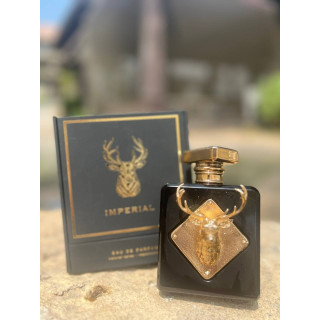 Fragrance World Imperial EDP 100 ml — productweergave; zeer nabije close-up; op een witte achtergrond; meest nabije kadrering