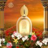Fragrance World Musky Series foggy dusk EDP 100 ml — toode stiliseeritud keskkonnas; väga lähivõte; lilledega; lähim kadreering