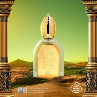 Fragrance World Musky Series murky dawn EDP 100 ml — toode stiliseeritud keskkonnas; väga lähivõte; õues