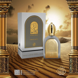 Fragrance World Musky Series Serene Night EDP 100 ml — produkt a balení; velmi detailní záběr; na barevném pozadí