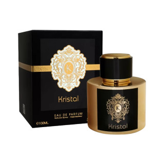 Fragrance World Kristal EDP 100 ml — продукт и опаковка; близък план; на бял фон; най-широк кадър